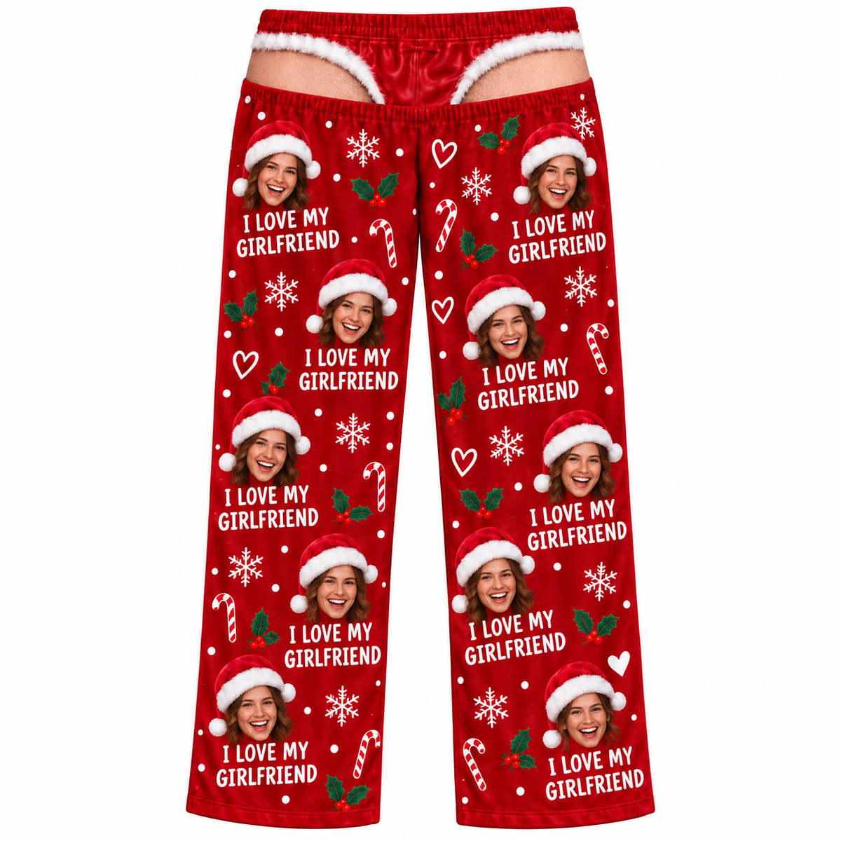 Christmas Pajama Pants Red Novelty Holiday Sleep Bottoms Wide Leg