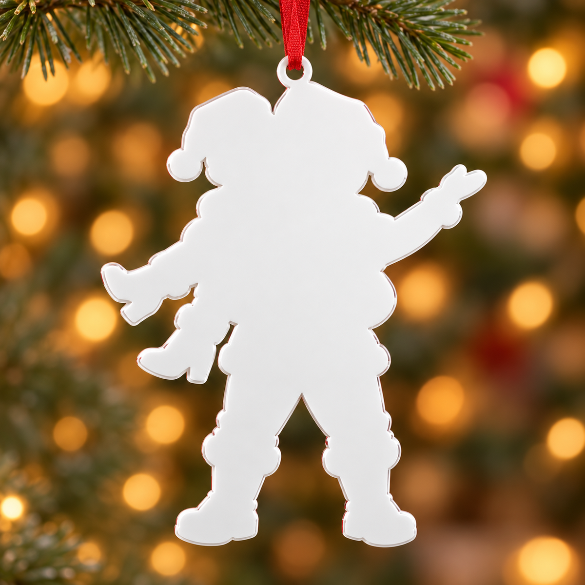 Santa and Mrs Claus Couple Holiday Tree Hanging Figurine in Red - 3D Relief Ornament