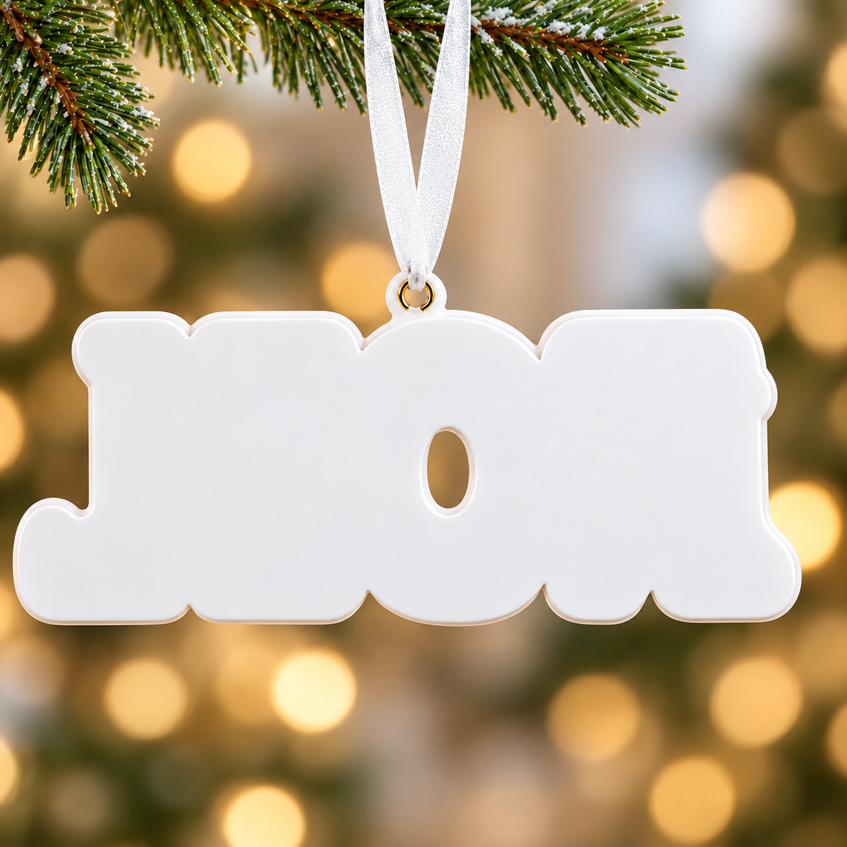 Winter Noel Lettering Holiday Tree Hanging Decor with Santa Hat - 3D Relief Ornament