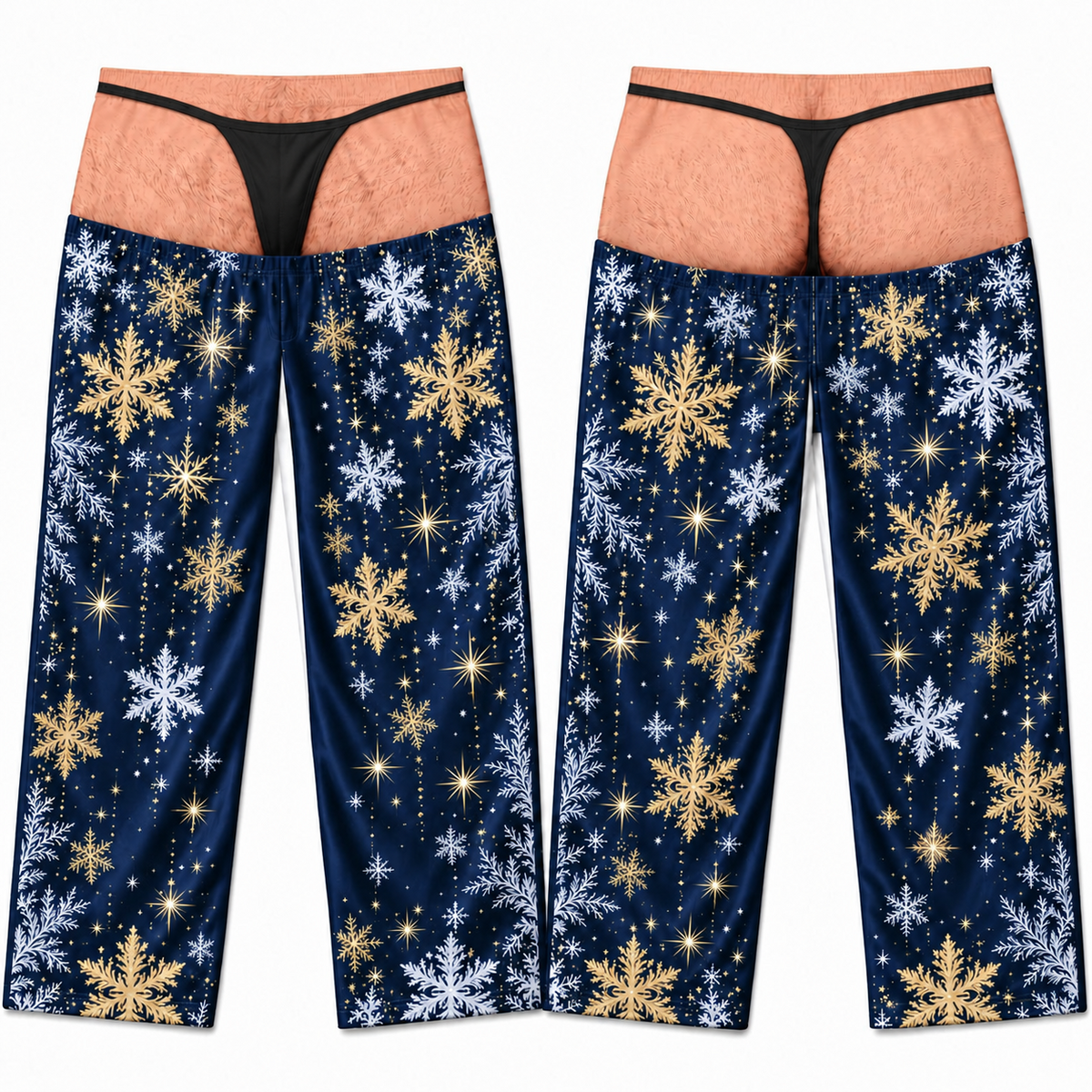 Mens Pajama Pants Novelty Snowflake Holiday Illusion Loungewear