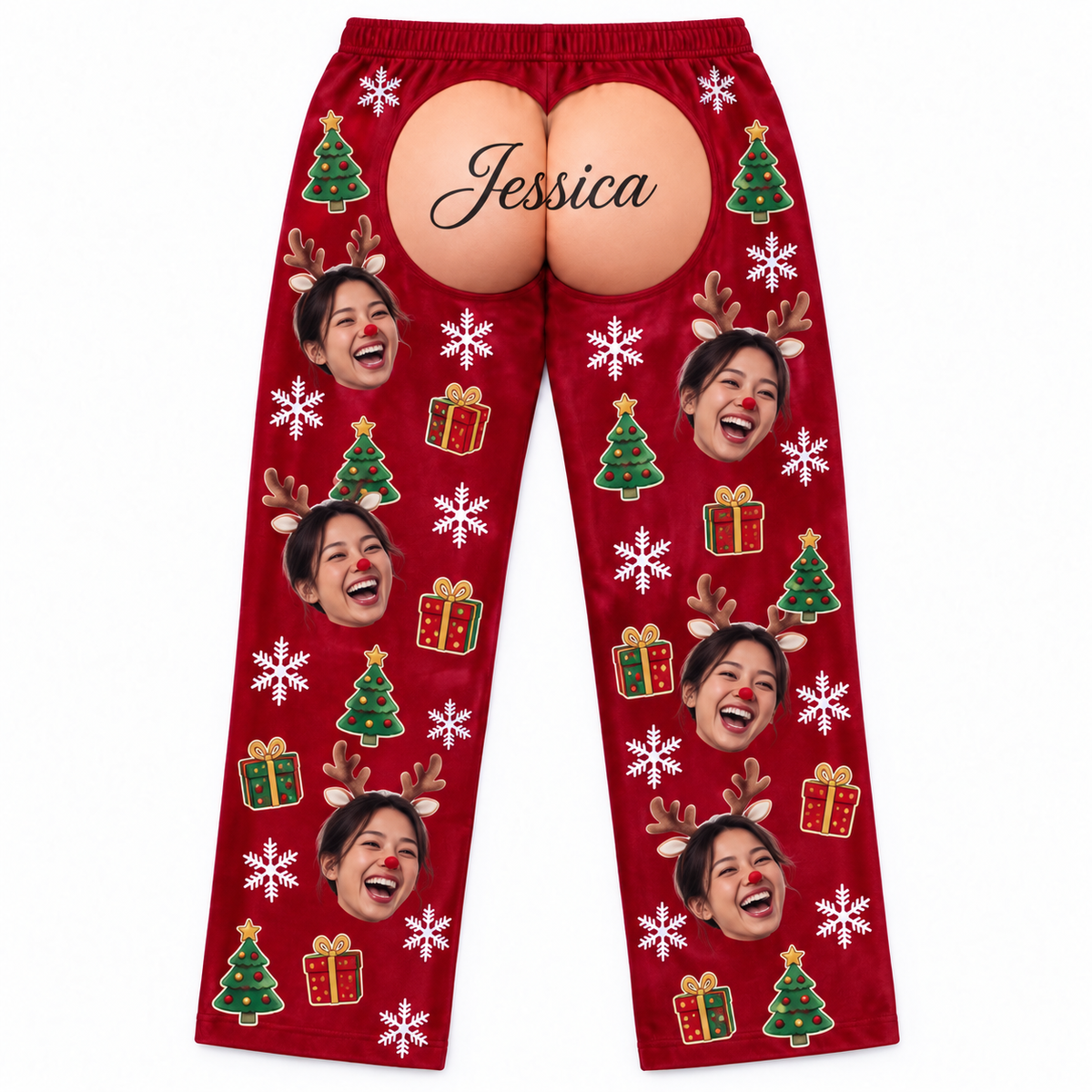 Mens Christmas Pajama Pants Red Holiday Graphic Print Lounge Bottoms