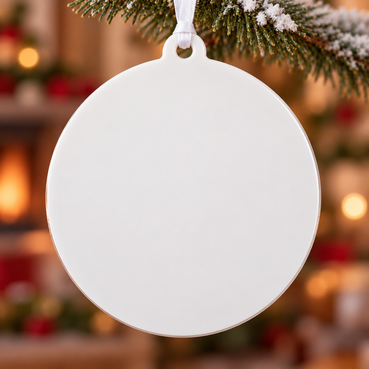 Family of Five Holiday Keepsake Acrylic Medallion with Pinecones - 3D Relief Ornament