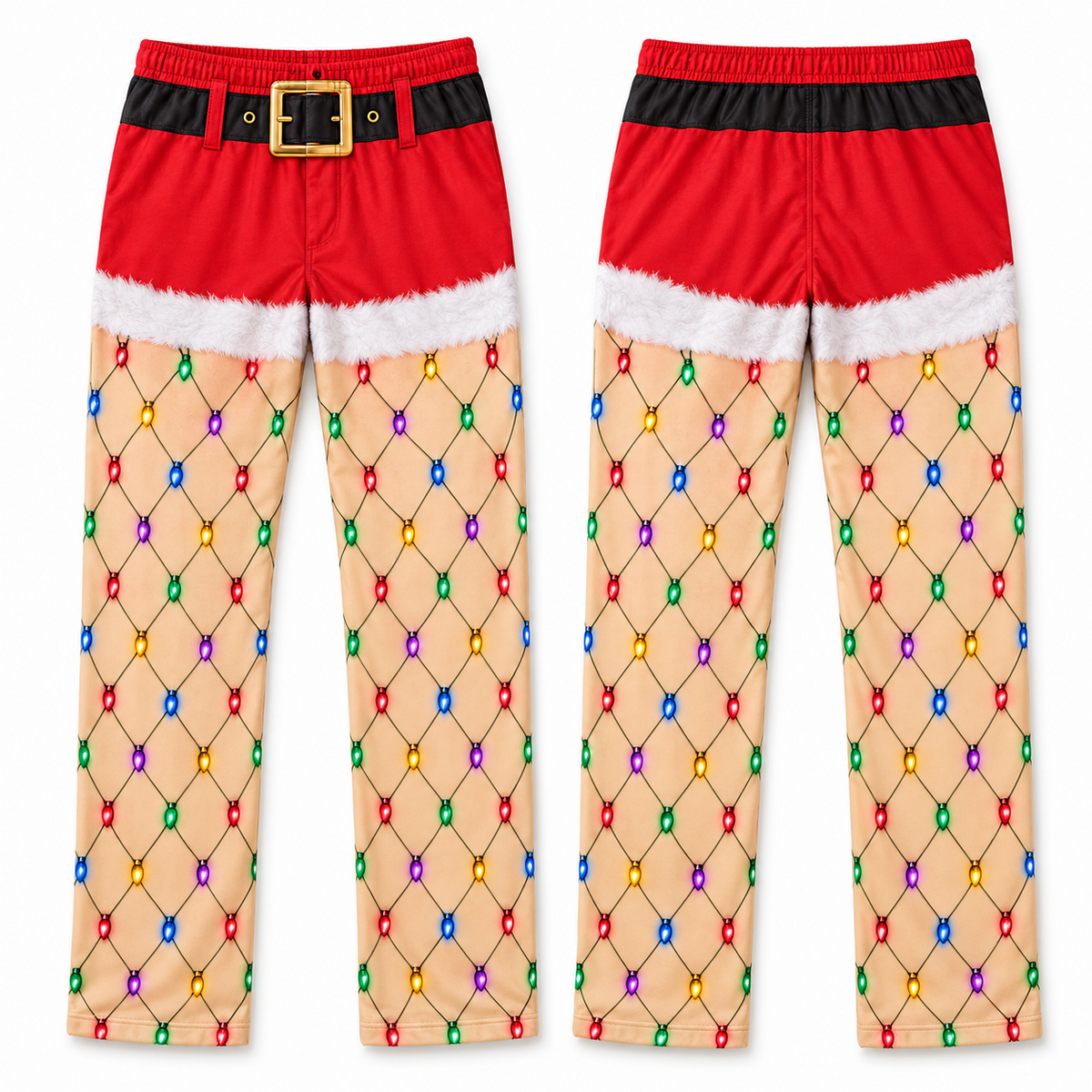 Funny Christmas Pajama Pants String Lights Print Lounge Bottoms