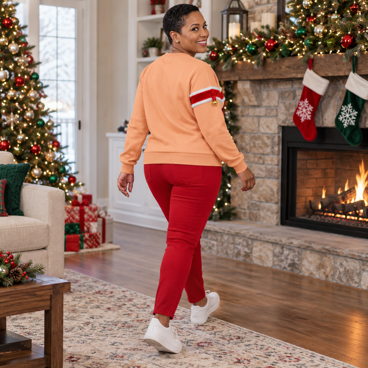 Funny Christmas Sweatshirt, Ribbon Bow Graphic Crewneck Pullover
