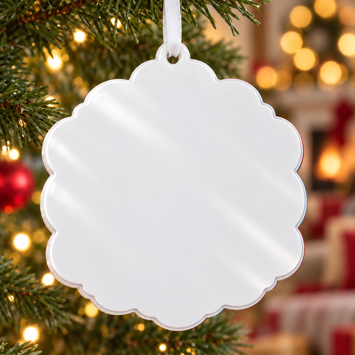 Patriotic Snowman Family of 5 America 250th Scalloped Christmas Hanging Keepsake - 3D Relief Ornament