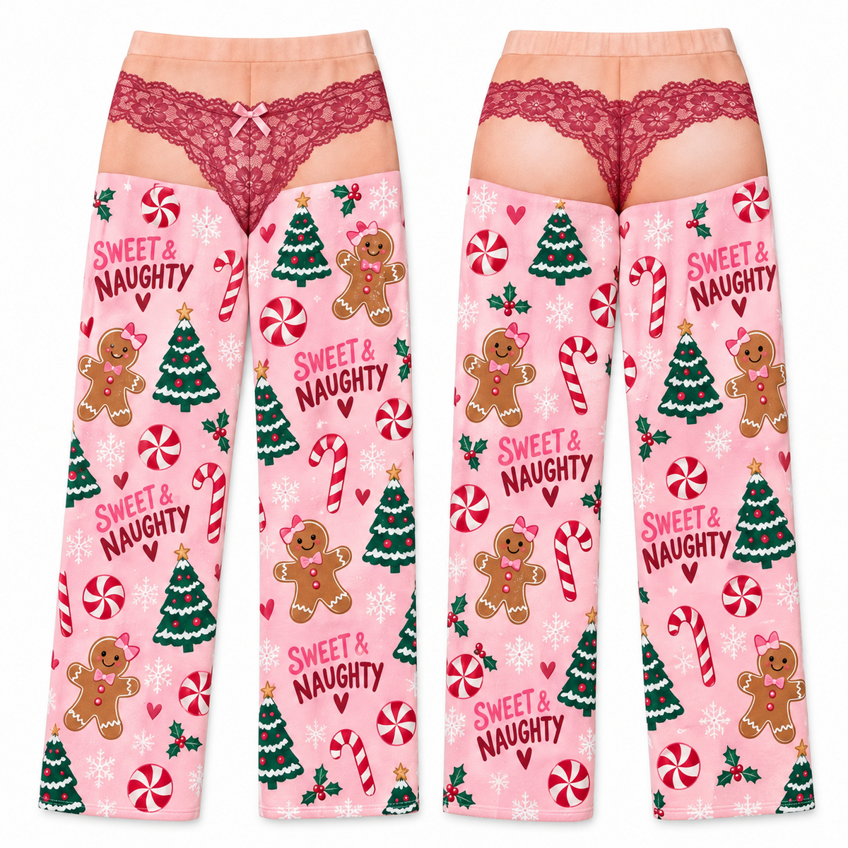 Christmas Pajama Pants Wide Leg Printed Lounge Trousers