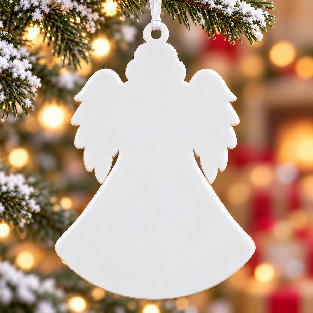 Family Blessing Angel Acrylic Keepsake with Wings and Gift Box Holiday Accent - 3D Relief Ornament