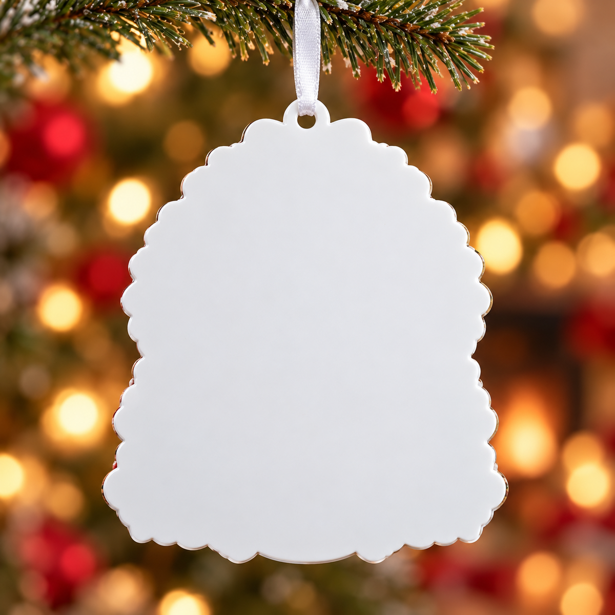 Elderly Couple Under Umbrella Holiday Tree Hanging - 3D Relief Ornament