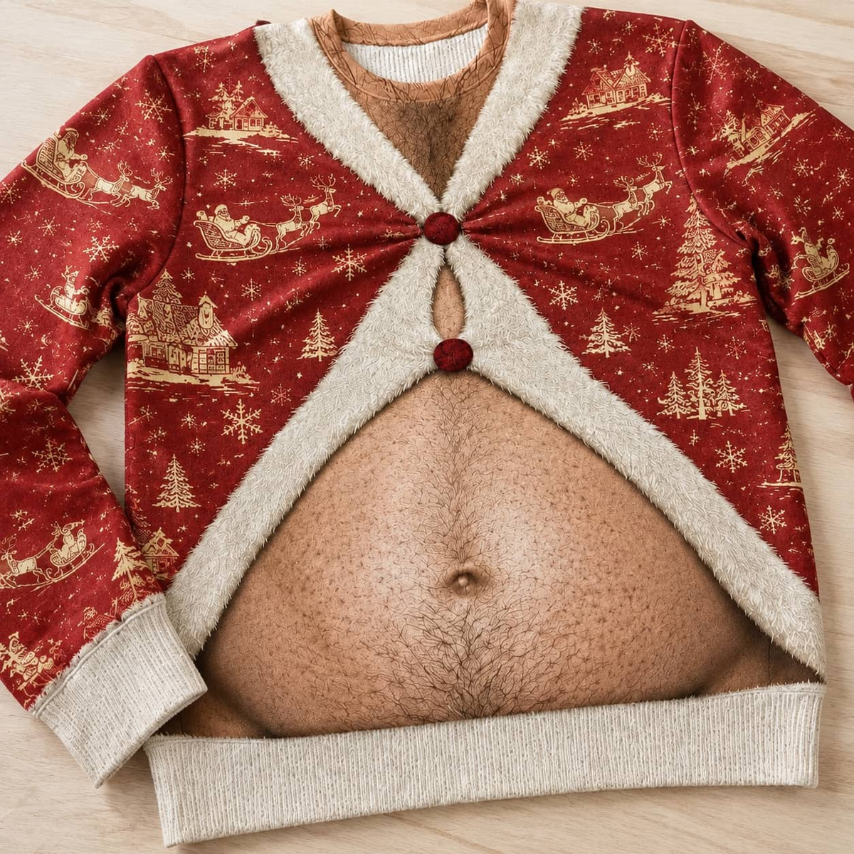 Belly Cutout Ugly Christmas Sweatshirt, Funny Open Stomach Holiday Top
