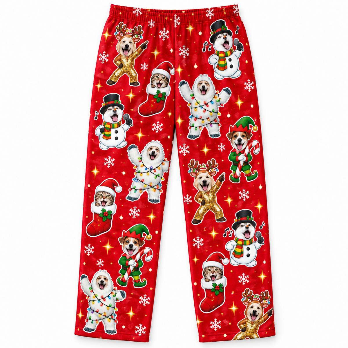 Christmas Pajama Pants Dog Pattern Holiday Loungewear Trousers