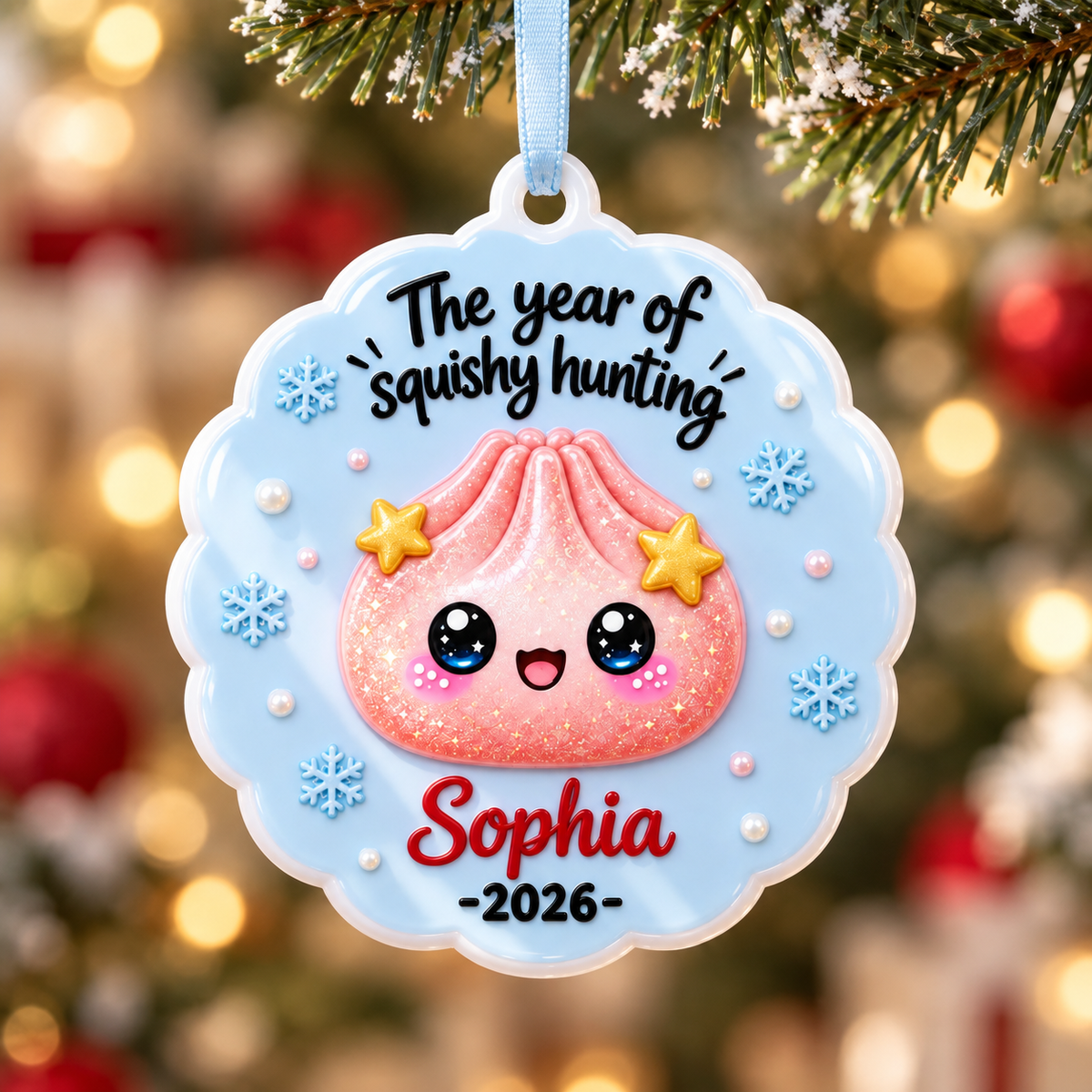 Holiday Tree Hanging Medallion, Squishy Toy Dumpling Theme in Scalloped ...