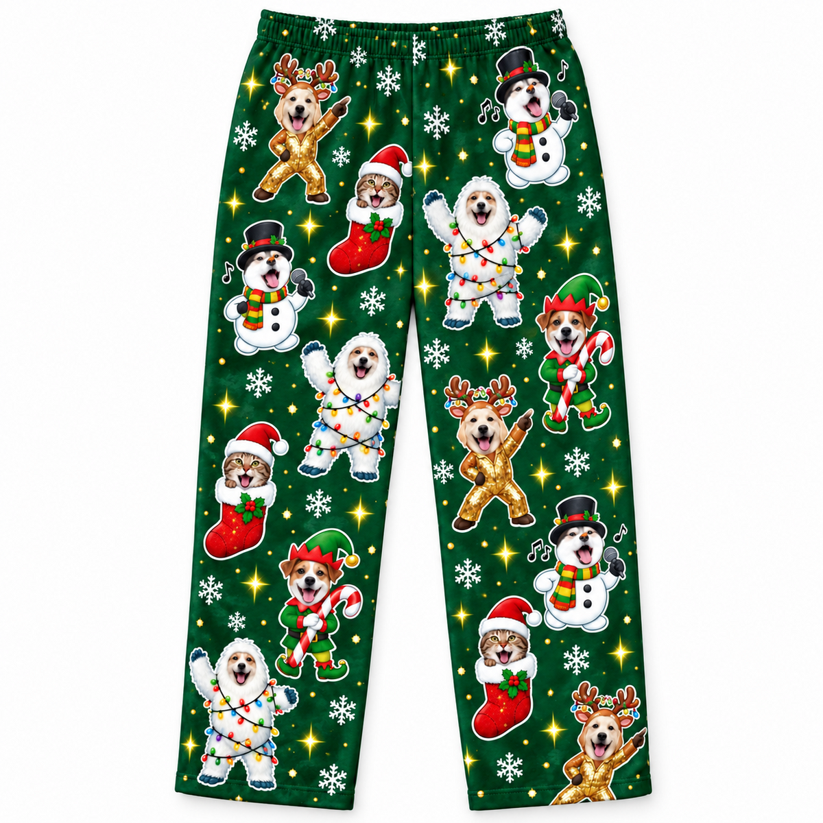 Christmas Pajama Pants Dog Pattern Holiday Loungewear Trousers