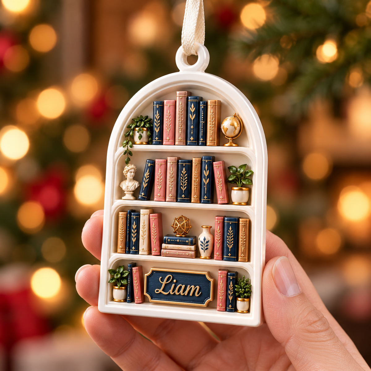 Arched Blank Christmas Tree Hanging Plaque, White Acrylic Holiday Keepsake - 3D Relief Ornament