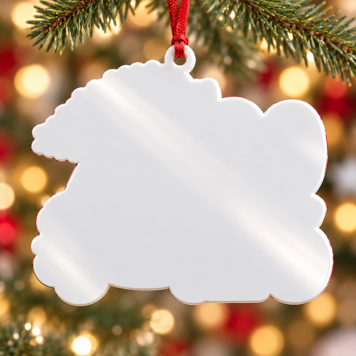 Blank White Acrylic Christmas Tree Farmhouse Pickup Truck Holiday Hanging Decor - 3D Relief Ornament