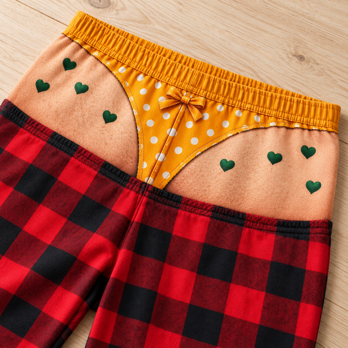 Novelty Plaid Pajama Pants with Faux Bikini Print Lounge Bottoms