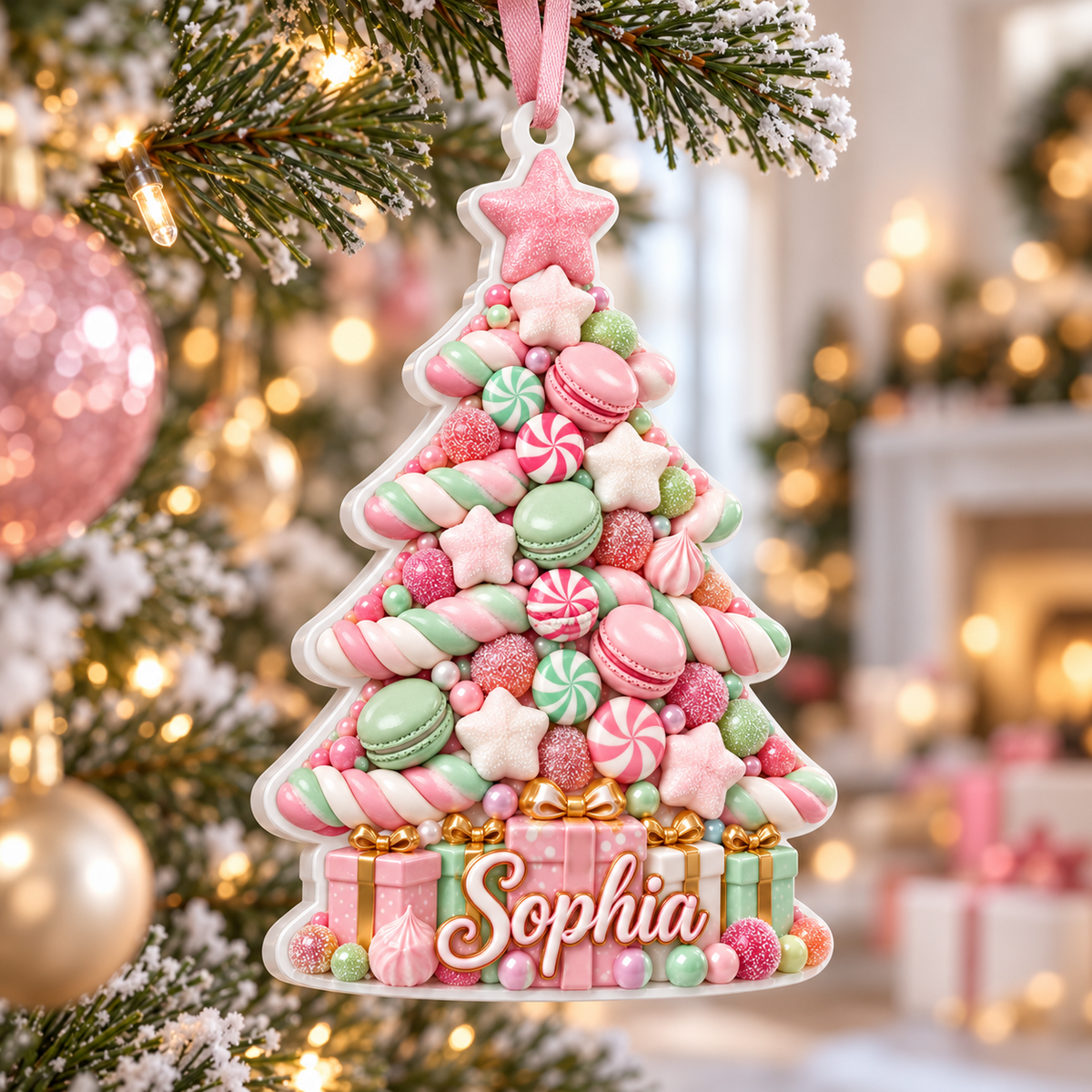 White Acrylic Christmas Tree Silhouette Holiday Hanging Decoration - 3D Relief Ornament