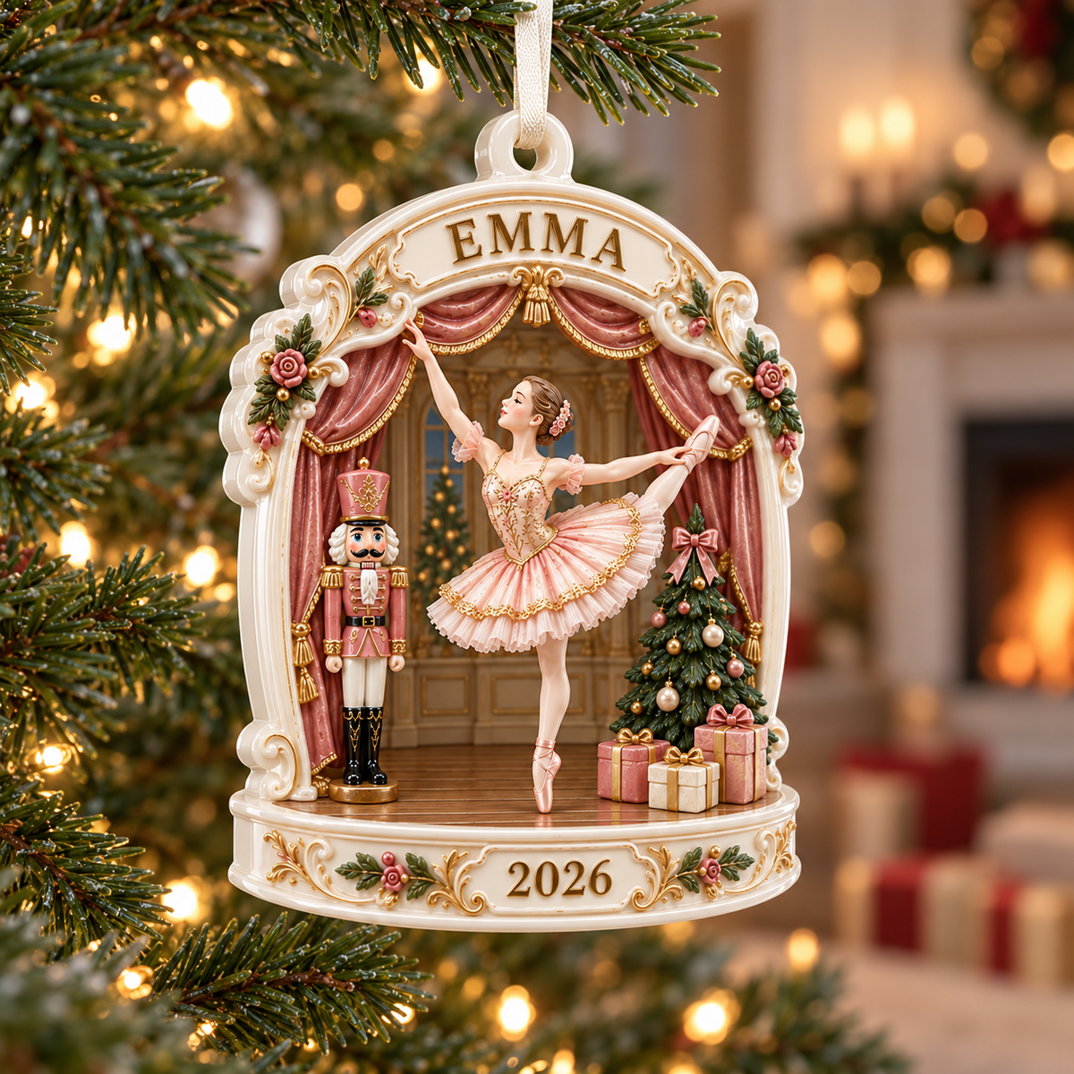 Ballerina Stage Scene Christmas Holiday Keepsake - 3D Relief Ornament