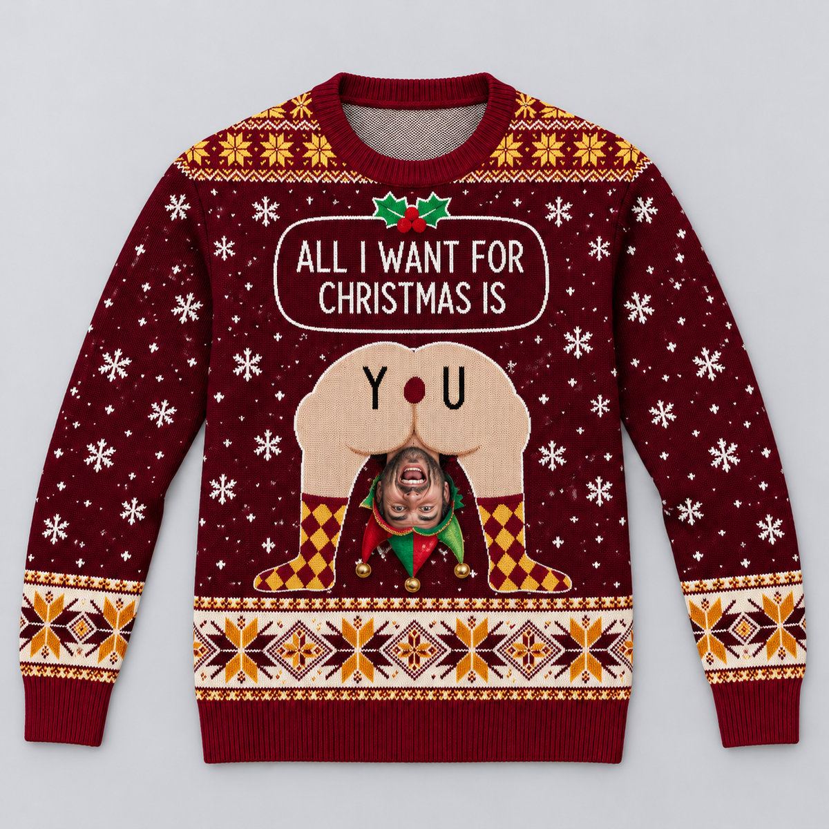 Funny Ugly Christmas Sweatshirt All I Want Novelty Holiday Pullover