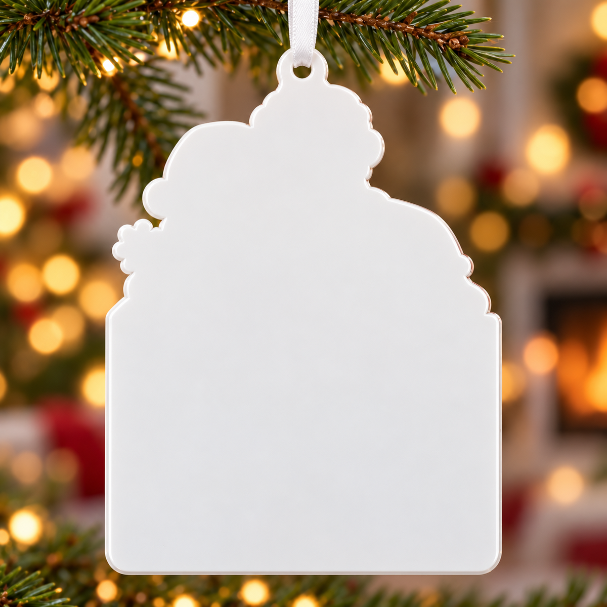 Cartoon Family of Four in Christmas Letter Envelope Hanging Keepsake - 3D Relief Ornament