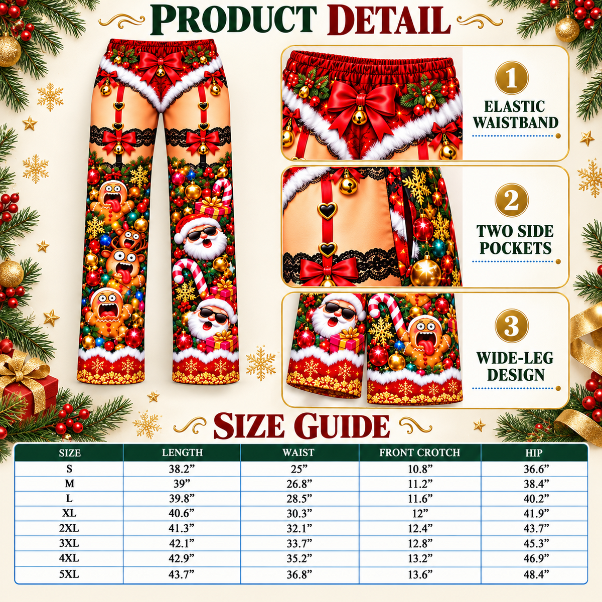 Funny Christmas Pajama Pants Novelty Holiday Lounge Trousers