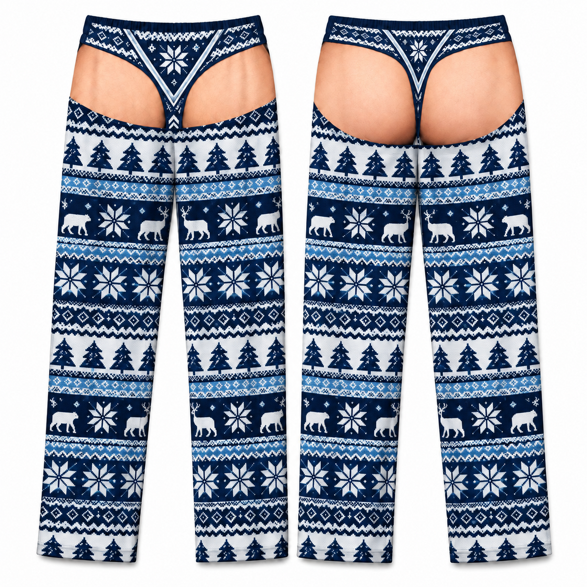 Mens Holiday Cutout Pajama Pants Fair Isle Pattern Sleepwear Bottoms