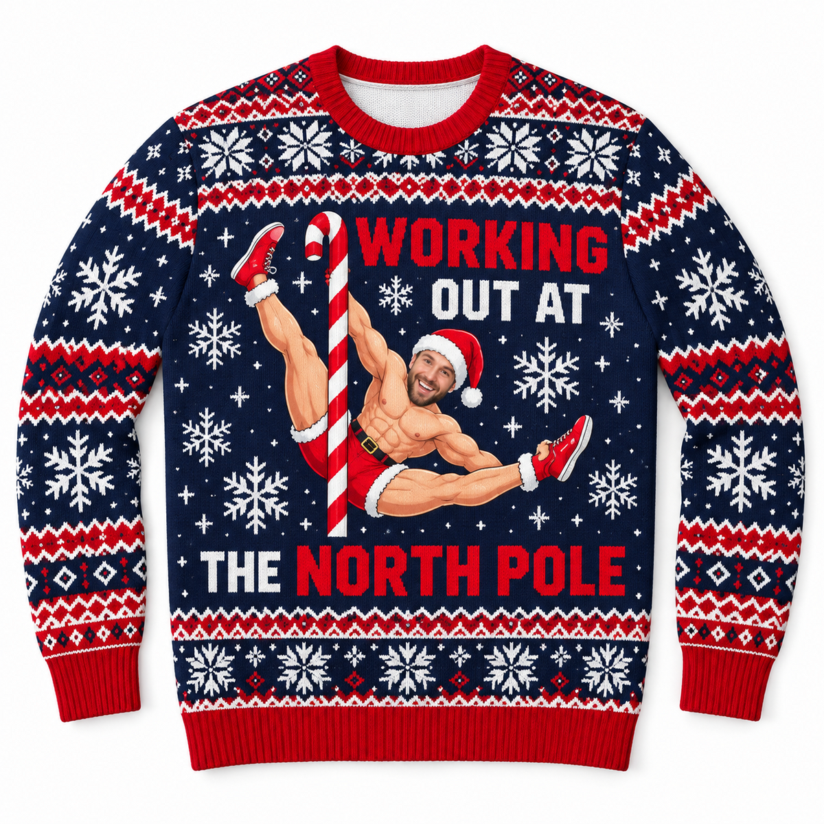 Christmas Sweatshirt Working Out At The North Pole Graphic Crewneck