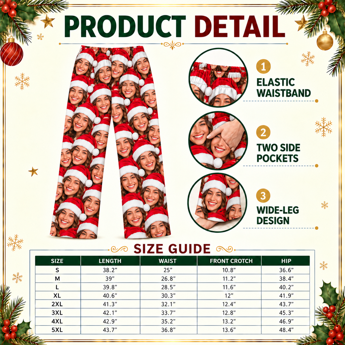 Christmas Pajama Pants Mens Festive Holiday Pattern Sleep Loungewear