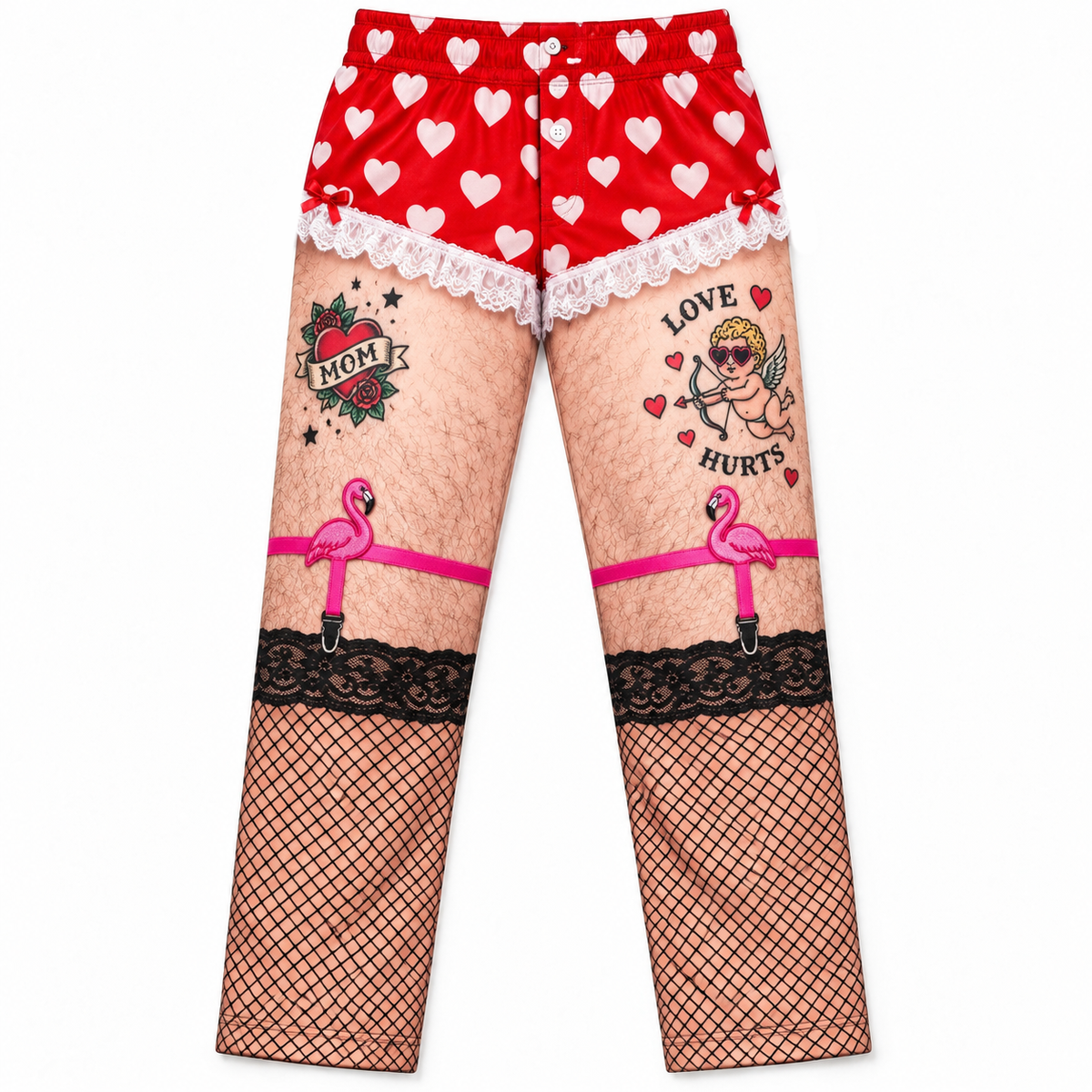 Mens Novelty Christmas Pajama Pants Printed Hairy Leg Loungewear