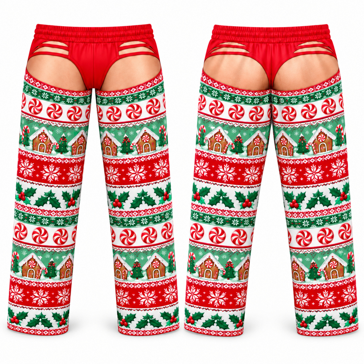 Mens Christmas Chaps Pajama Pants Novelty Holiday Lounge Bottoms