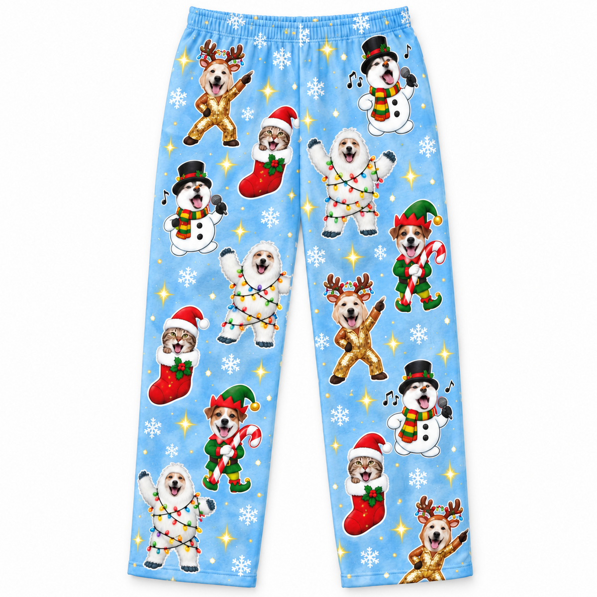 Christmas Pajama Pants Dog Pattern Holiday Loungewear Trousers
