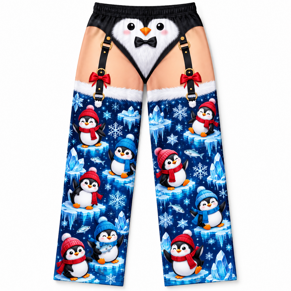 Christmas Pajama Pants Novelty Holiday Garter Print Lounge Trousers