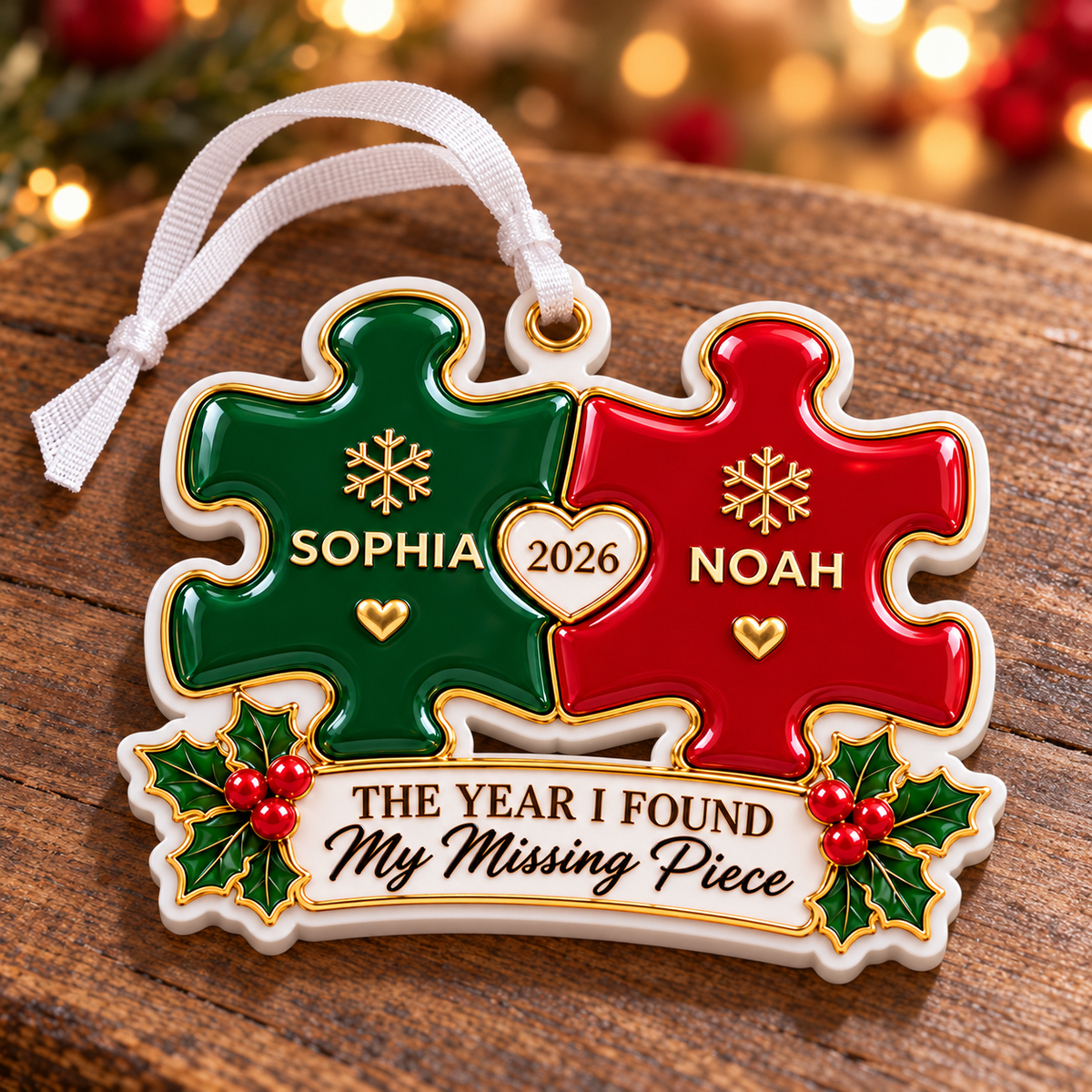 Interlocking Puzzle Christmas Keepsake, The Year I Found My Missing Piece - 3D Relief Ornament