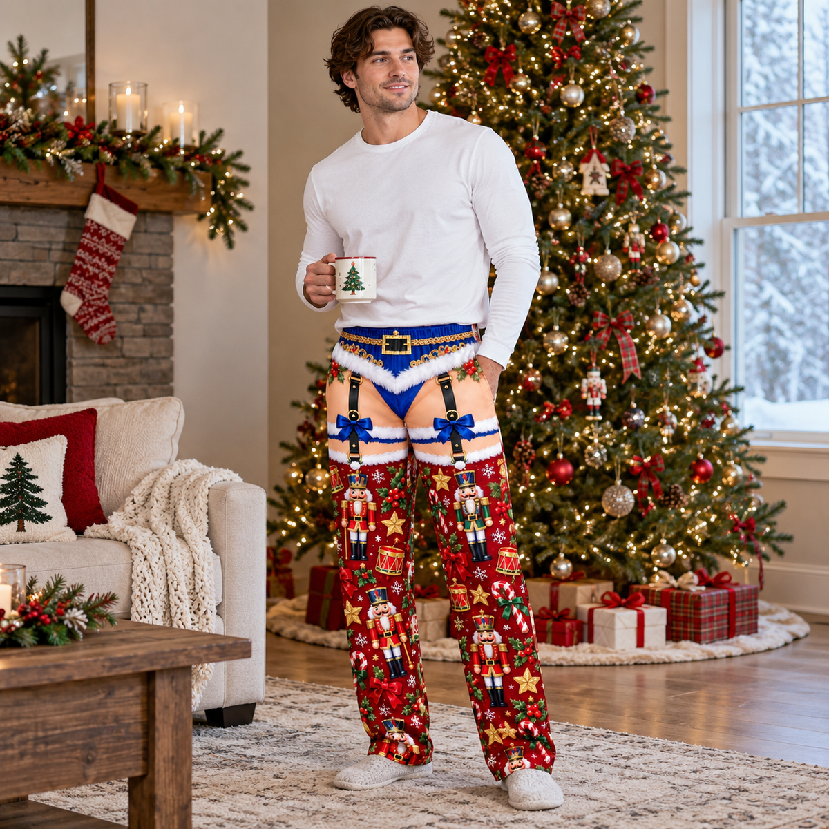 Novelty Christmas Pajama Pants Funny Holiday Print Lounge Bottoms