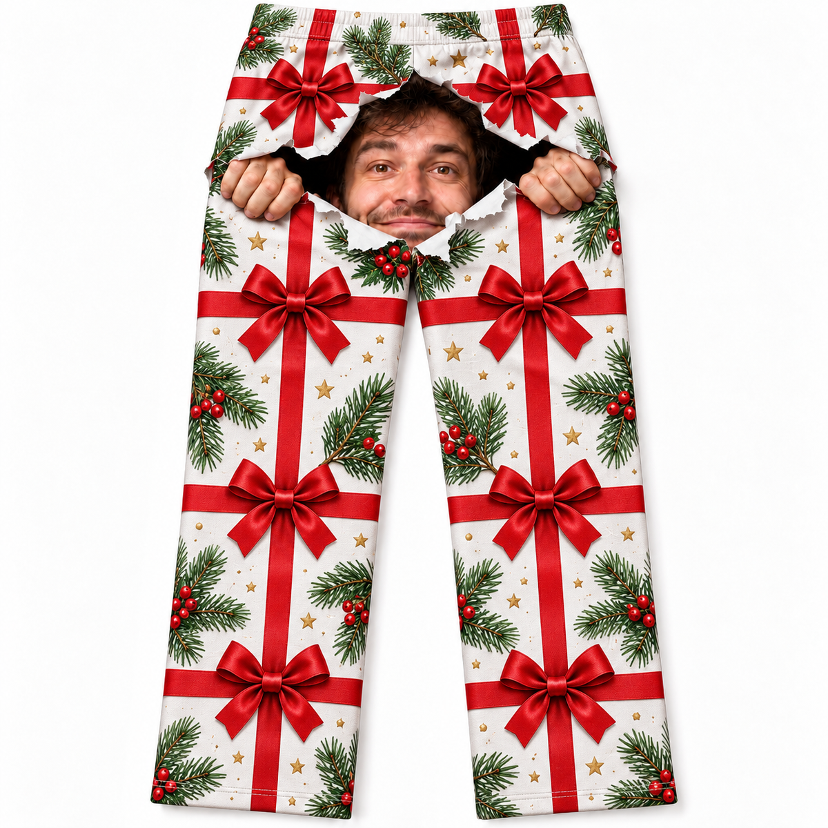 Christmas Wrapping Paper Pajama Pants Novelty Holiday Lounge Bottoms