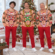 Ugly Christmas Sweatshirt Faux Hairy Chest Candy Cane Suspenders