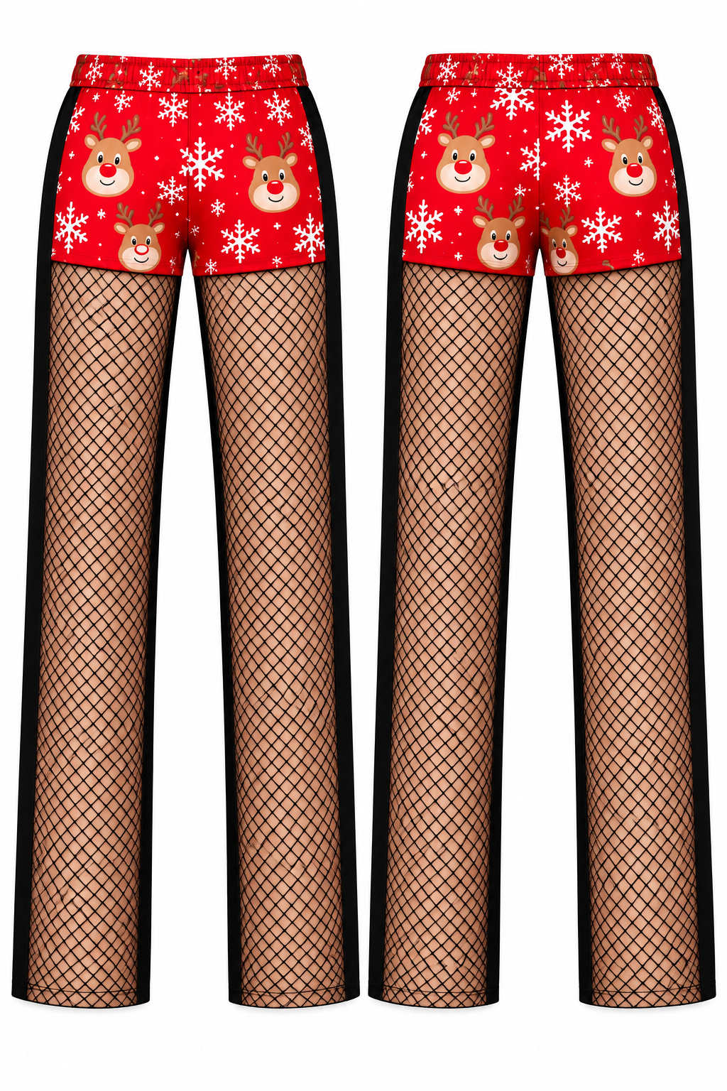 Christmas Fishnet Print Pajama Pants Novelty Graphic Holiday Trousers