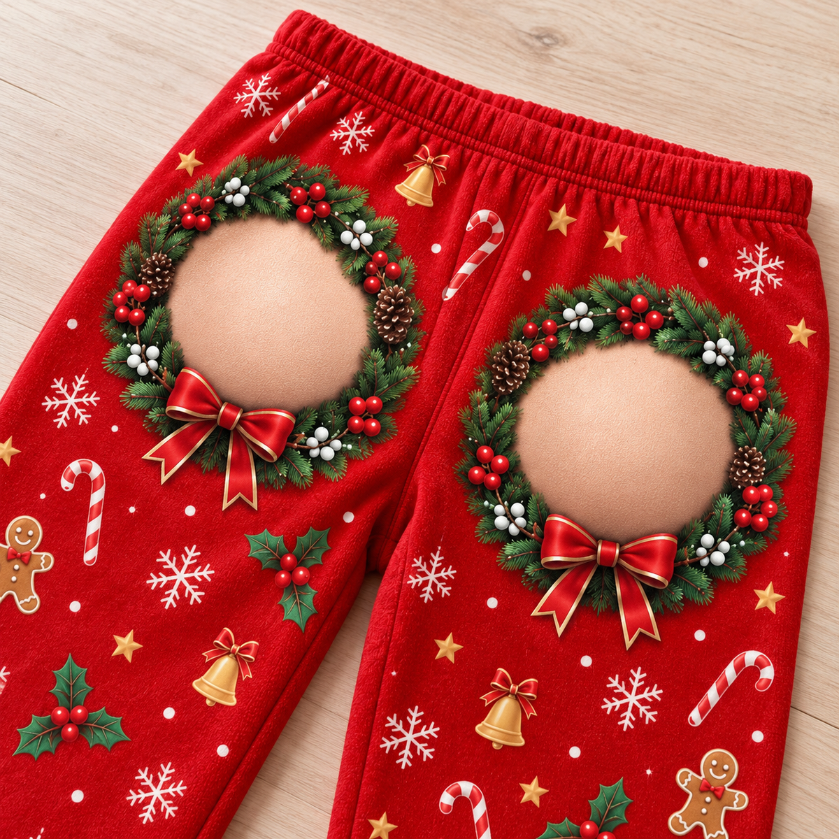 Novelty Christmas Pajama Pants Holiday Wreath Gag Print Lounge Bottoms