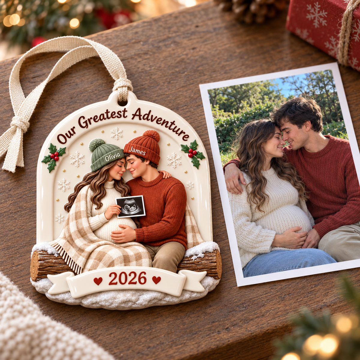 Expecting Parents Ultrasound Sonogram Holiday Keepsake Plaque - 3D Relief Ornament
