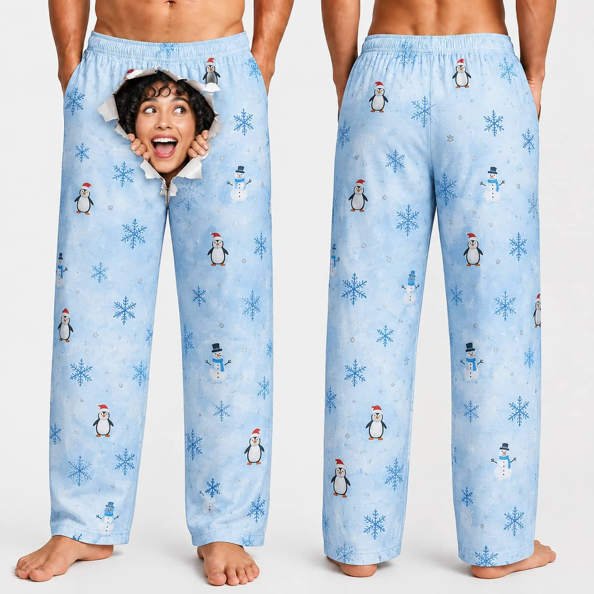 Men's Pajama Pants Green Christmas Holly Pattern Lounge Bottoms
