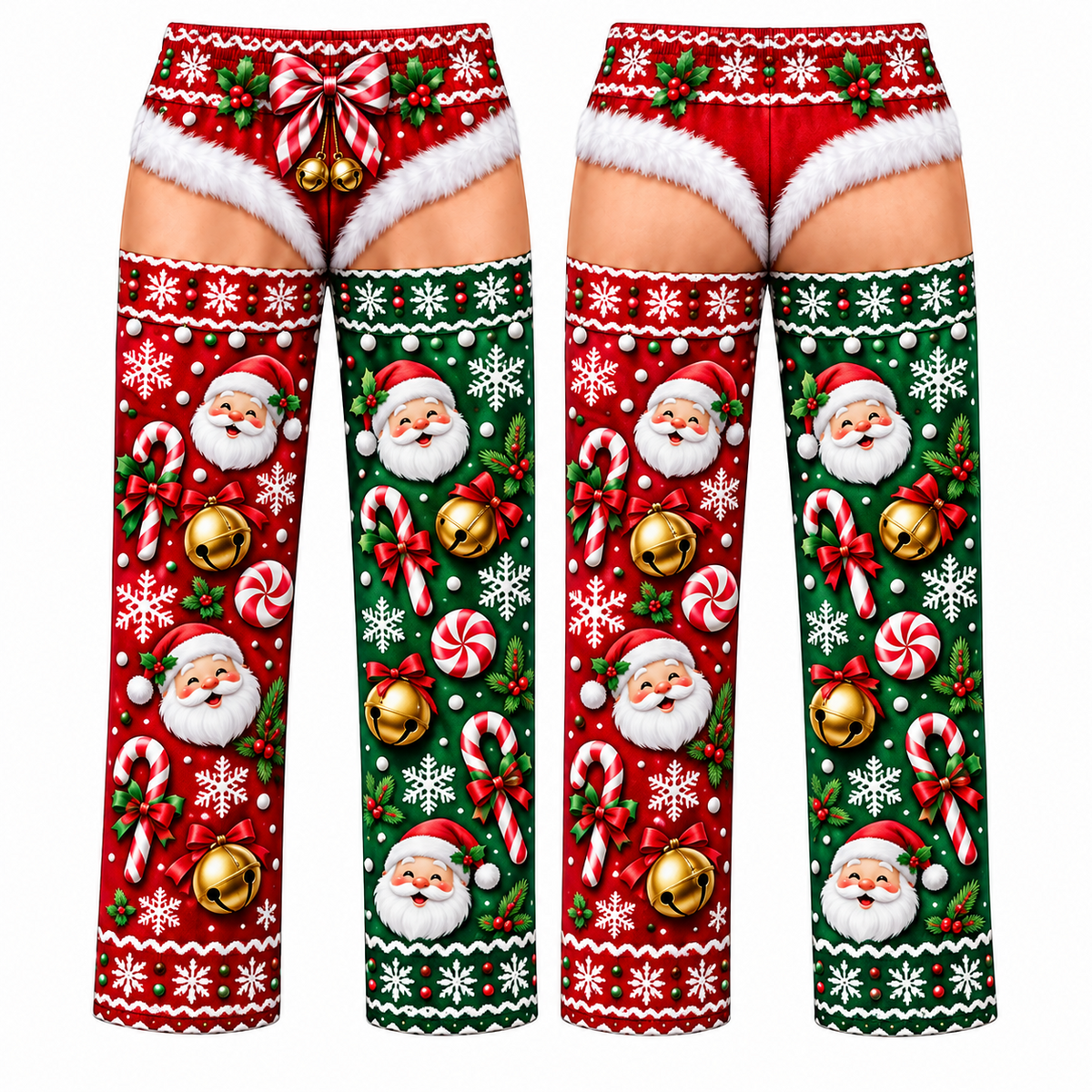 Funny Christmas Pajama Pants Novelty Trompe L'Oeil Print Trousers