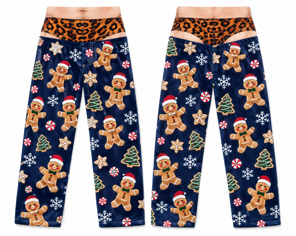 Mens Christmas Gag Pajama Pants Novelty Boxer Waistband Joggers
