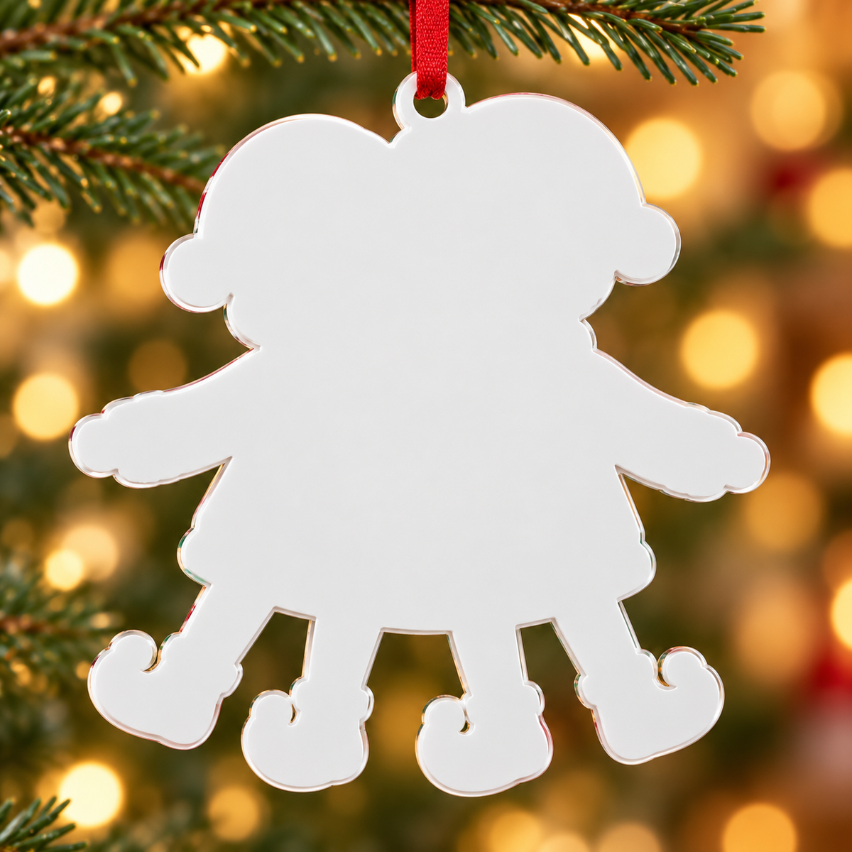 Couple in Red Two-Person Christmas Sweater Holiday Hanging Keepsake - 3D Relief Ornament