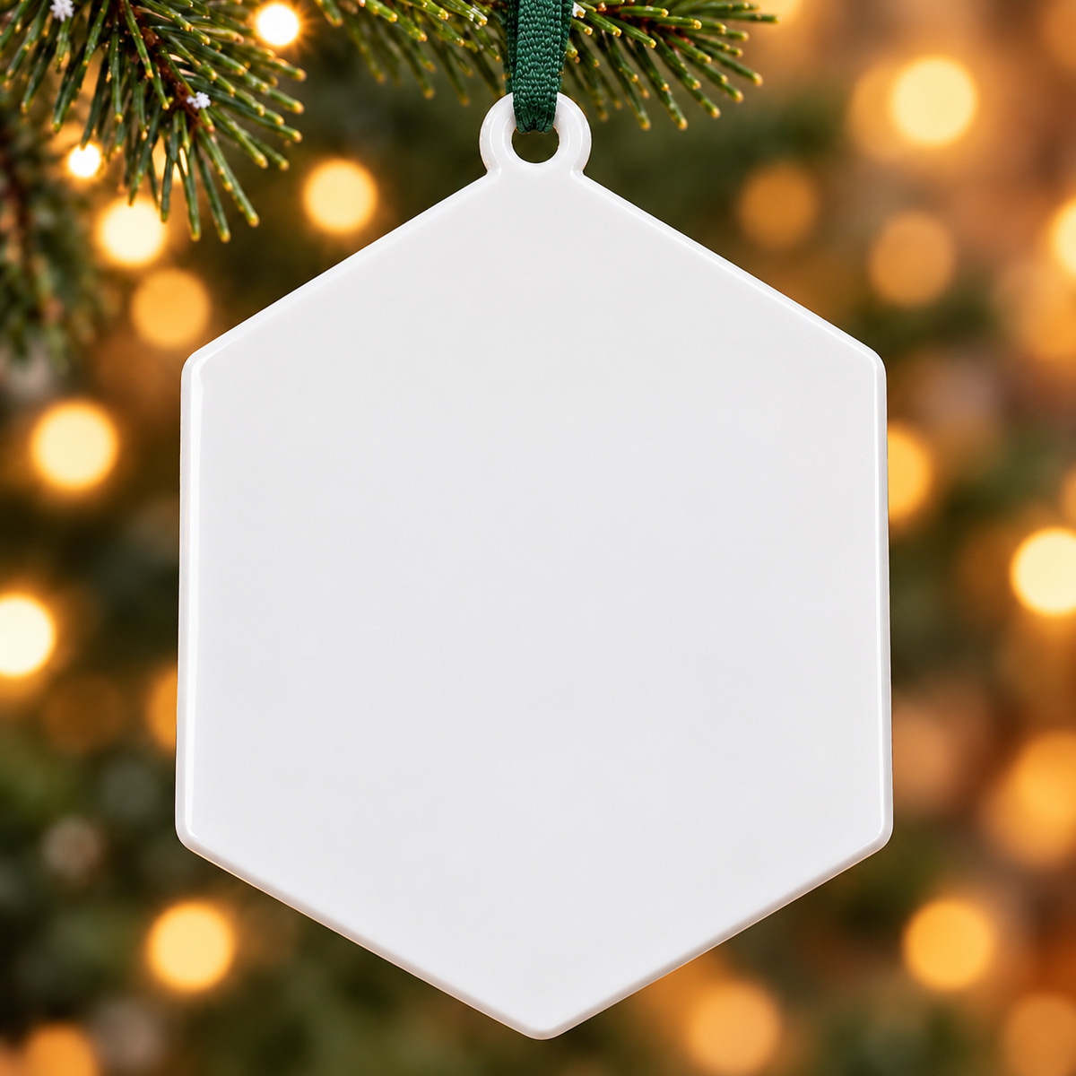 Hiking Girl Mountain Trail Hexagon Holiday Keepsake - 3D Relief Ornament