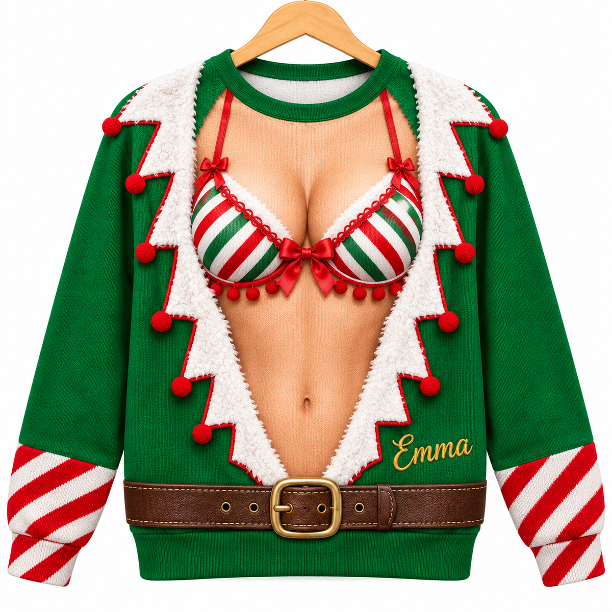 Faux Bra Ugly Christmas Sweatshirt Funny Holiday Graphic Pullover