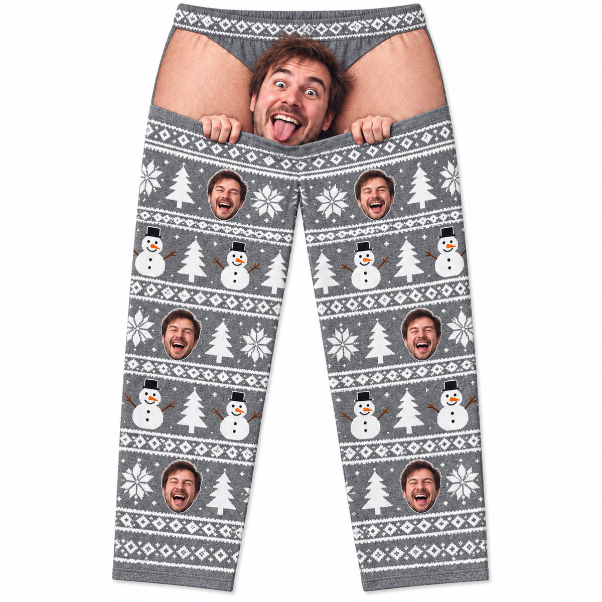 Mens Christmas Pajama Pants Fair Isle Holiday Print Lounge Bottoms