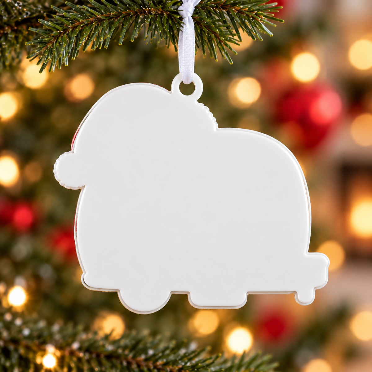 Gingerbread Camper Holiday Decoration with Santa Hat - 3D Relief Ornament