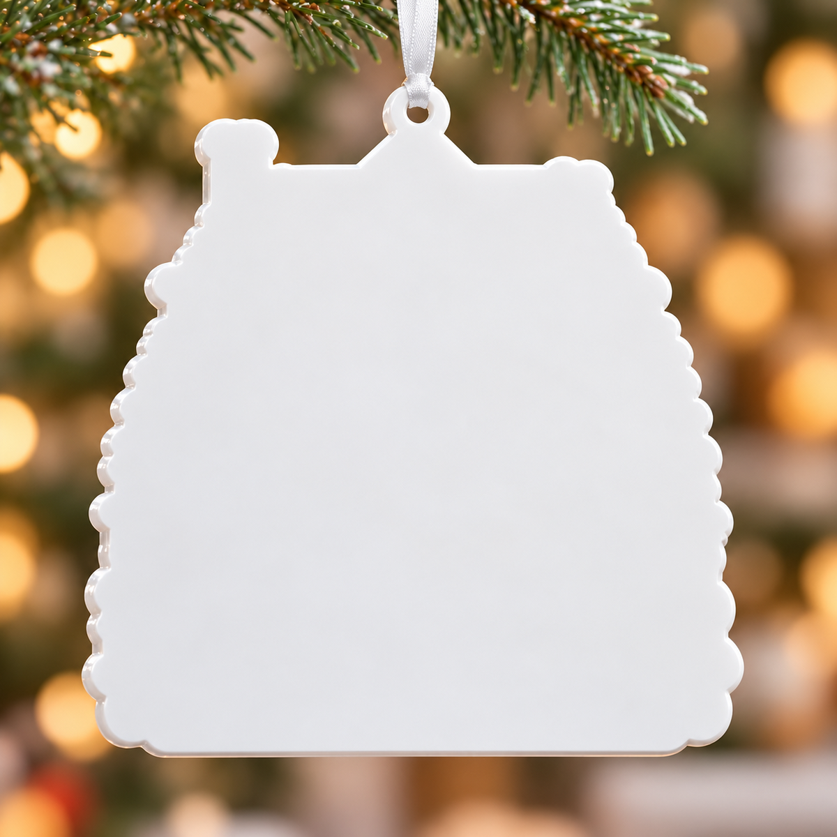 New Home Family with Dog and Snowy House Winter Keepsake - 3D Relief Ornament
