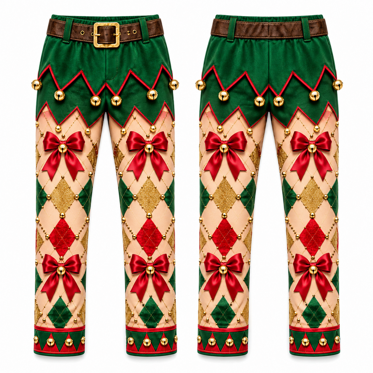 Christmas Holiday Print Trousers Casual Elastic Waist Pants