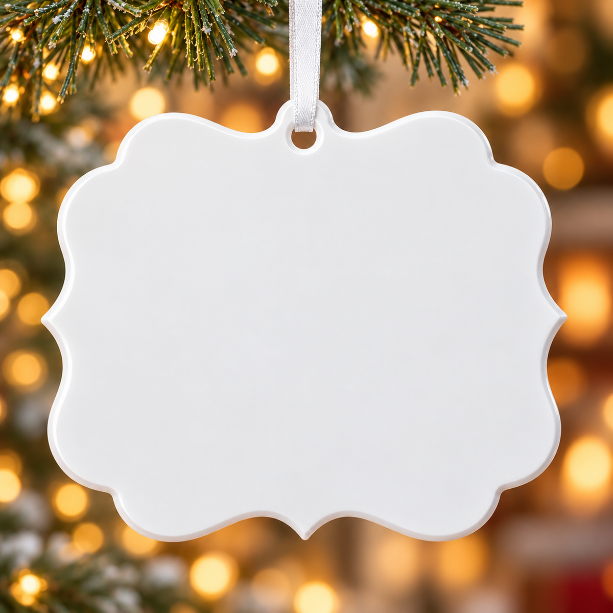 Couple Memorial Fireplace Scene with Angel Wings Bracket Shape Acrylic Hanging Keepsake - 3D Relief Ornament