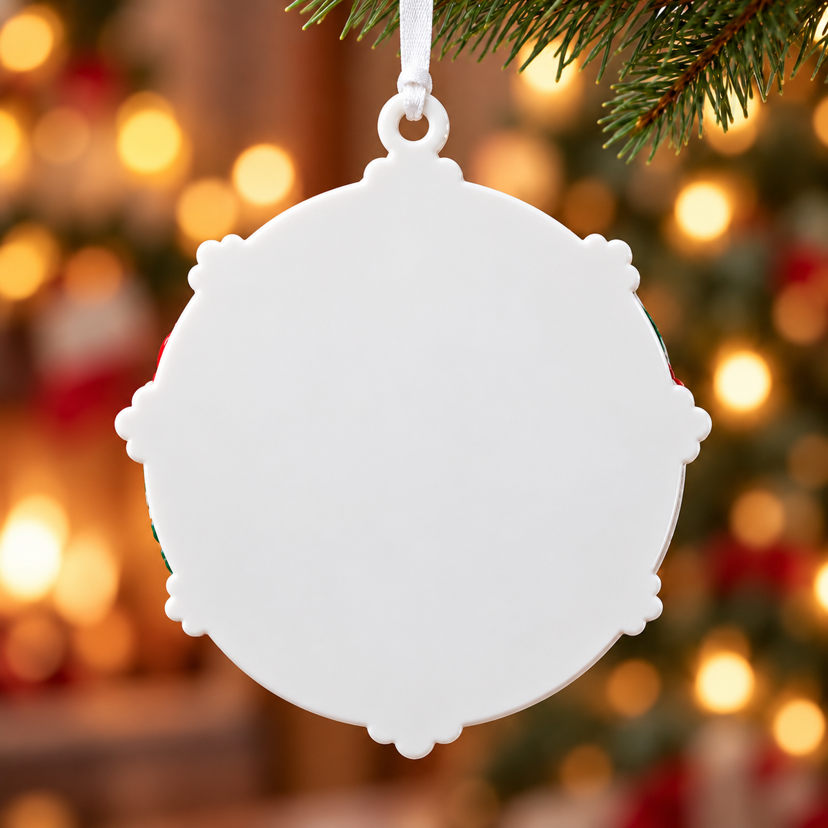Santa Claus and Penguin Snowflake Holiday Medallion - 3D Relief Ornament